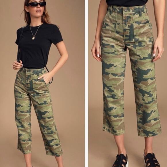 Free People We the Free Remy Camouflage Cropped Jeans Size 27 - Picture 1 of 6